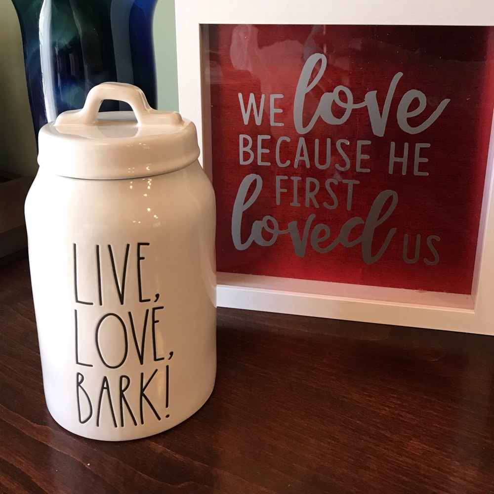 Rae Dunn live love bark canister